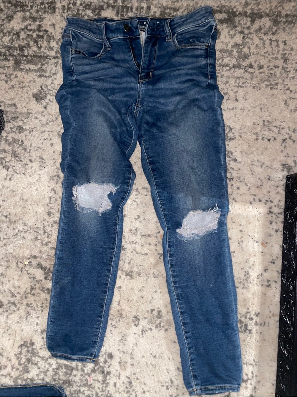 American Eagle Outfitters Dark Blue Distressed Skinny Jeans